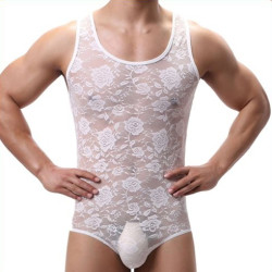 MenSexyWear Combi Dentelle TEDDY Blanc